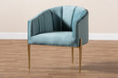 Boris Light Blue Velvet Fabric Upholstered Gold Finished Accent Chair Baxton