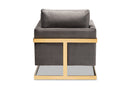 Clara Gray Velvet Fabric Upholstered Gold Finished Armchair Baxton