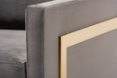 Clara Gray Velvet Fabric Upholstered Gold Finished Armchair Baxton