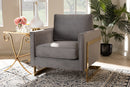 Clara Gray Velvet Fabric Upholstered Gold Finished Armchair Baxton