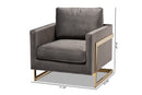 Clara Gray Velvet Fabric Upholstered Gold Finished Armchair Baxton