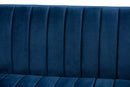 Benicia Navy Blue Velvet Fabric Upholstered Brushed Gold Finished Sofa Baxton