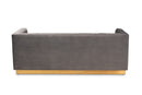 Benicia Gray Velvet Fabric Upholstered Brushed Gold Finished Sofa Baxton
