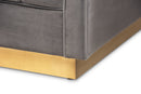 Benicia Gray Velvet Fabric Upholstered Brushed Gold Finished Sofa Baxton