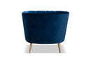Anabella Navy Blue Velvet Fabric Upholstered Brushed Gold Finished Accent Chair Baxton