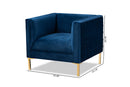 Arne Navy Blue Velvet Fabric Upholstered Gold Finished Armchair Baxton