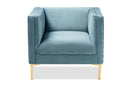Arne Light Blue Velvet Fabric Upholstered Gold Finished Armchair Baxton