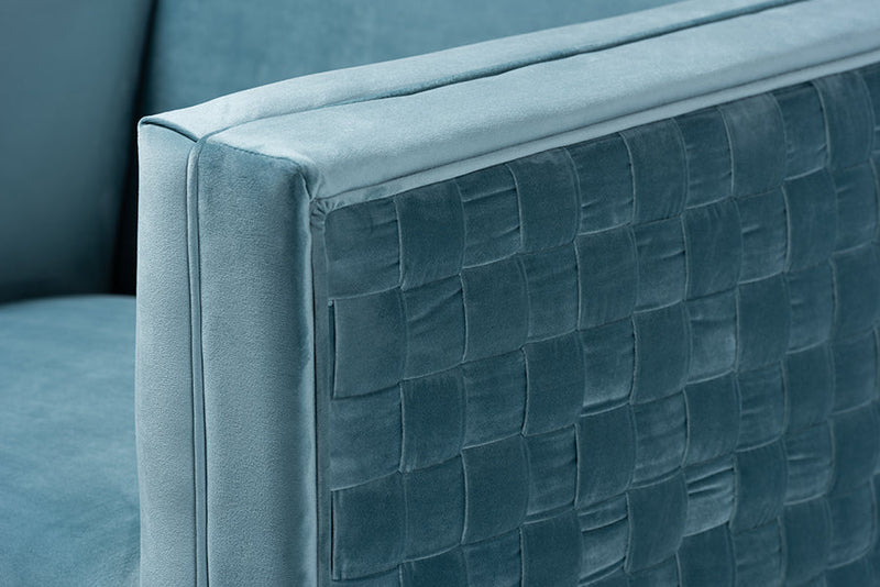 Arne Light Blue Velvet Fabric Upholstered Gold Finished Armchair Baxton