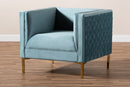 Arne Light Blue Velvet Fabric Upholstered Gold Finished Armchair Baxton