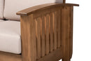 Cantu Mission Style Taupe Fabric Upholstered Walnut Brown 3-Seater Sofa Baxton
