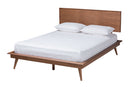 Bistra Walnut Brown and Rattan Full Size 4Pc Bedroom Set Baxton