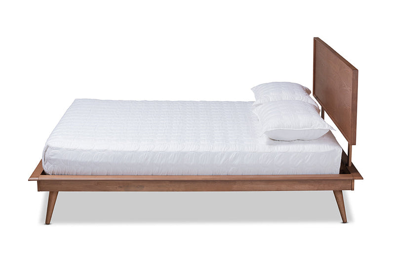 Hillary Walnut Brown King Size Platform Bed Baxton