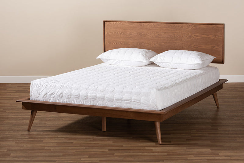 Hillary Walnut Brown King Size Platform Bed Baxton