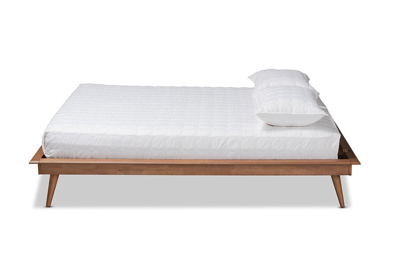 Hillary Walnut Brown King Size Platform Bed w/Angled legs Baxton