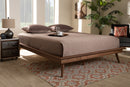 Hillary Walnut Brown King Size Platform Bed w/Angled legs Baxton