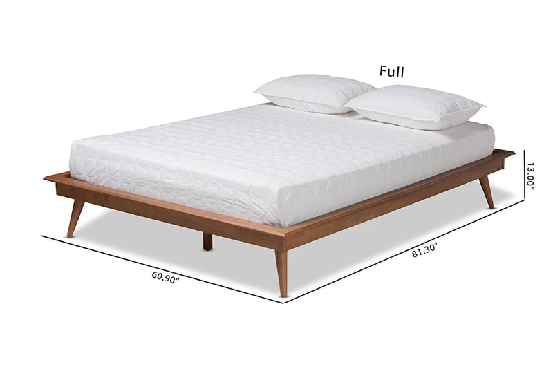 Hillary Walnut Brown Full Size Platform Bed w/Angled legs Baxton