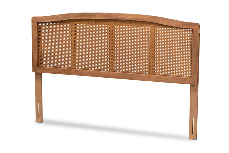Corinne Ash Wanut and Synthetic Rattan King Size Headboard Baxton