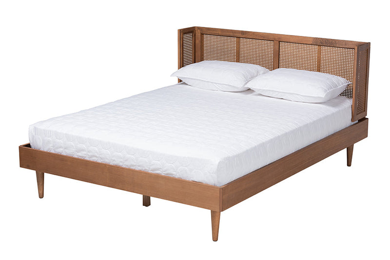 Sedona Ash Walnut 4Pc Queen Size Bedroom Set w/Synthetic Rattan Baxton