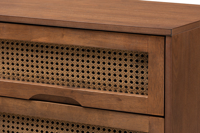 Sedona Ash Walnut 4Pc Queen Size Bedroom Set w/Synthetic Rattan Baxton