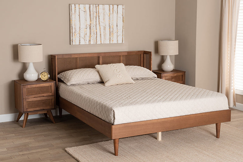 Sedona Ash Walnut 3-Piece Queen Size Bedroom Set w/Synthetic Rattan Baxton