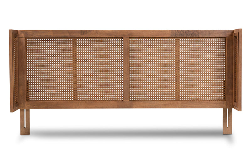 Sedona Ash Wanut and Synthetic Rattan King Size Wrap-Around Headboard Baxton