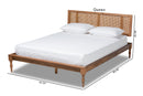 Coronado Ash Wanut and Synthetic Rattan Queen Size Platform Bed Baxton