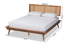 Brady Walnut Brown and Synthetic Rattan Queen Size Platform Bed Baxton