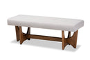 Porsha Greyish Beige Fabric Upholstered Walnut Finished Bench Baxton