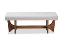 Porsha Greyish Beige Fabric Upholstered Walnut Finished Bench Baxton