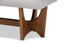 Porsha Greyish Beige Fabric Upholstered Walnut Finished Bench Baxton
