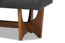 Porsha Dark Gray Fabric Upholstered Walnut Finished Bench Baxton