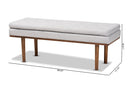Aurora Greyish Beige Fabric Upholstered Walnut Finished Bench Baxton