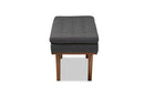 Aurora Dark Gray Fabric Upholstered Walnut Finished Bench Baxton