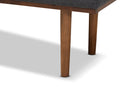Aurora Dark Gray Fabric Upholstered Walnut Finished Bench Baxton