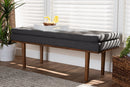 Aurora Dark Gray Fabric Upholstered Walnut Finished Bench Baxton