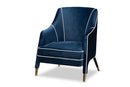 Arvid Navy Blue Velvet Fabric Upholstered Gold Finished Armchair Baxton