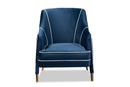 Arvid Navy Blue Velvet Fabric Upholstered Gold Finished Armchair Baxton