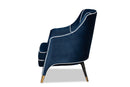 Arvid Navy Blue Velvet Fabric Upholstered Gold Finished Armchair Baxton
