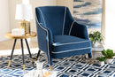 Arvid Navy Blue Velvet Fabric Upholstered Gold Finished Armchair Baxton