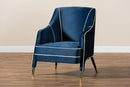 Arvid Navy Blue Velvet Fabric Upholstered Gold Finished Armchair Baxton