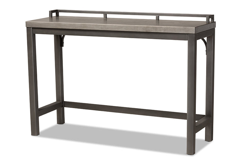 Elladio Gray Fabric Upholstered 3-Piece Multipurpose Metal Counter Table Set Baxton