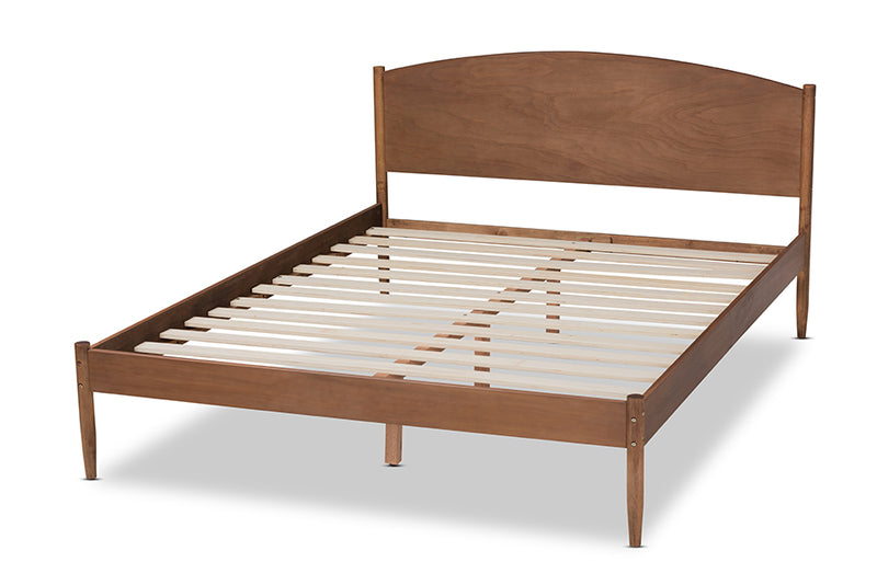 Faron Mid-Century Modern Ash Wanut Finished King Size Wood Platform Bed