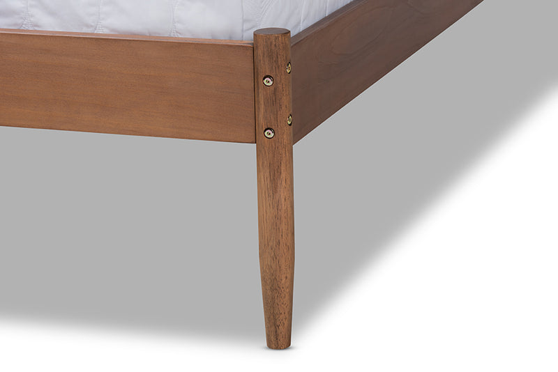 Faron Mid-Century Modern Ash Wanut Finished King Size Wood Platform Bed