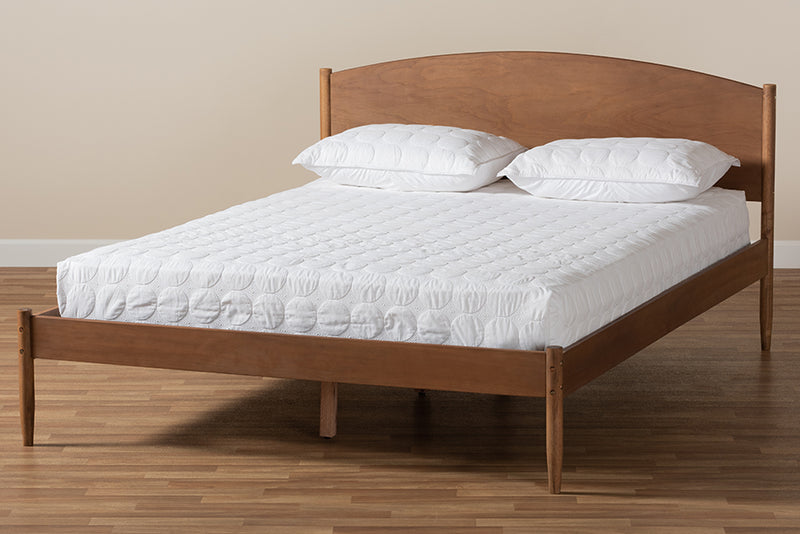 Faron Mid-Century Modern Ash Wanut Finished King Size Wood Platform Bed