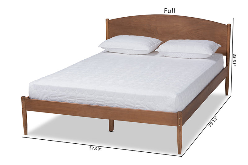 Faron Mid-Century Modern Ash Wanut Finished King Size Wood Platform Bed