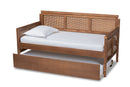 Cambridge Ash Wanut and Synthetic Rattan Daybed w/Trundle Baxton