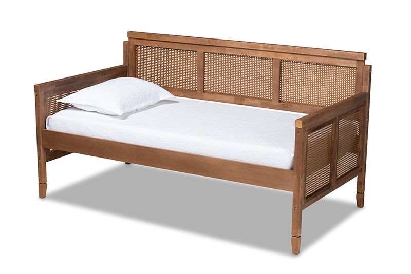 Cambridge Vintage French Inspired Ash Wanut Finished Wood and Synthetic Rattan Daybed