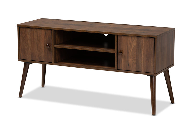 Acerra Mid-Century Modern Walnut Brown Finished 2-Door Wood TV Stand