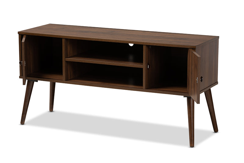 Acerra Mid-Century Modern Walnut Brown Finished 2-Door Wood TV Stand