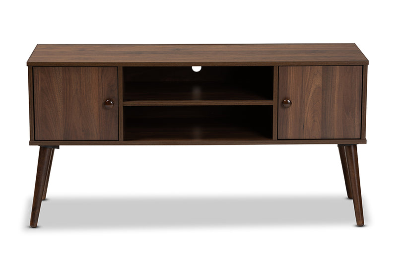 Acerra Mid-Century Modern Walnut Brown Finished 2-Door Wood TV Stand